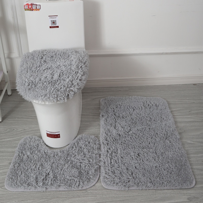 3 개/대 욕실 러그 및 매트 세트 부드러운 Fluff 샤워 카펫 비-슬립 바닥 매트 욕실 목욕 매트 침실 화장실 뚜껑 커버